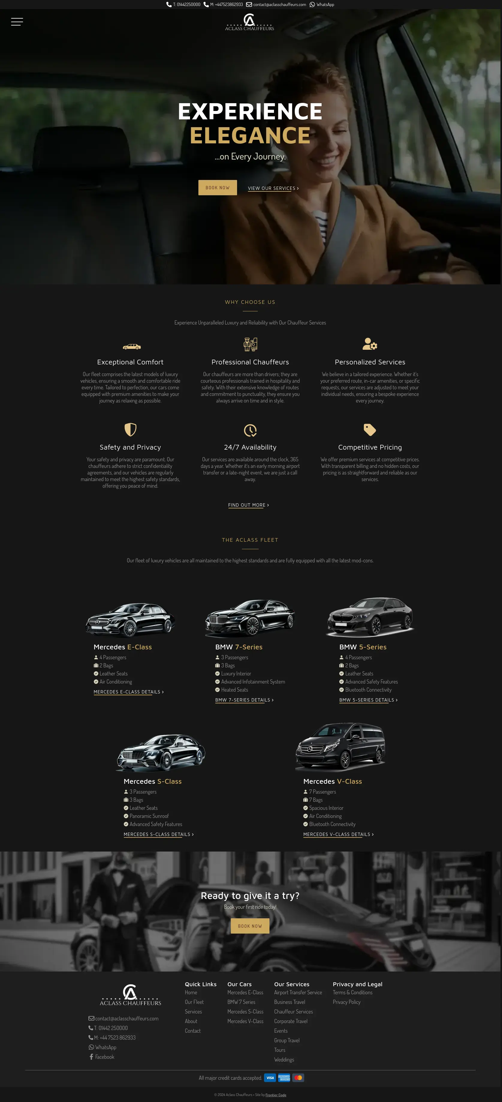 AClass Chauffeurs Homepage