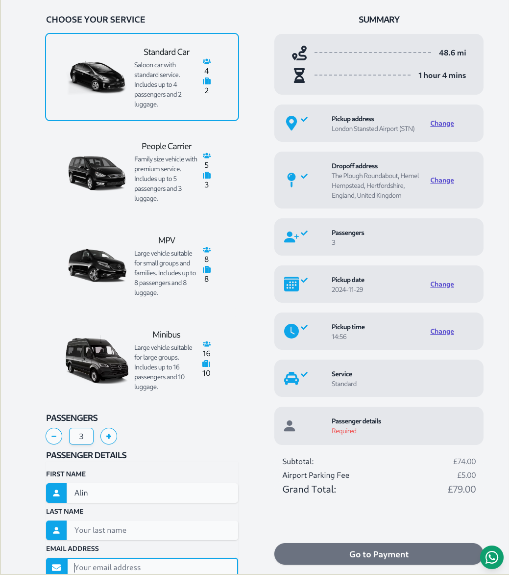 Booking Interface